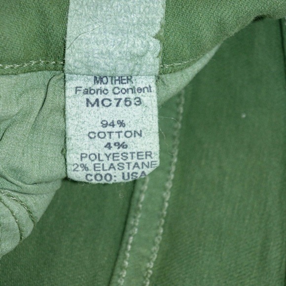 MOTHER Green Women's Jeans Mariposa Raw Hem Slim Skinny 26 Denim Button Fly Lime - Picture 6 of 10